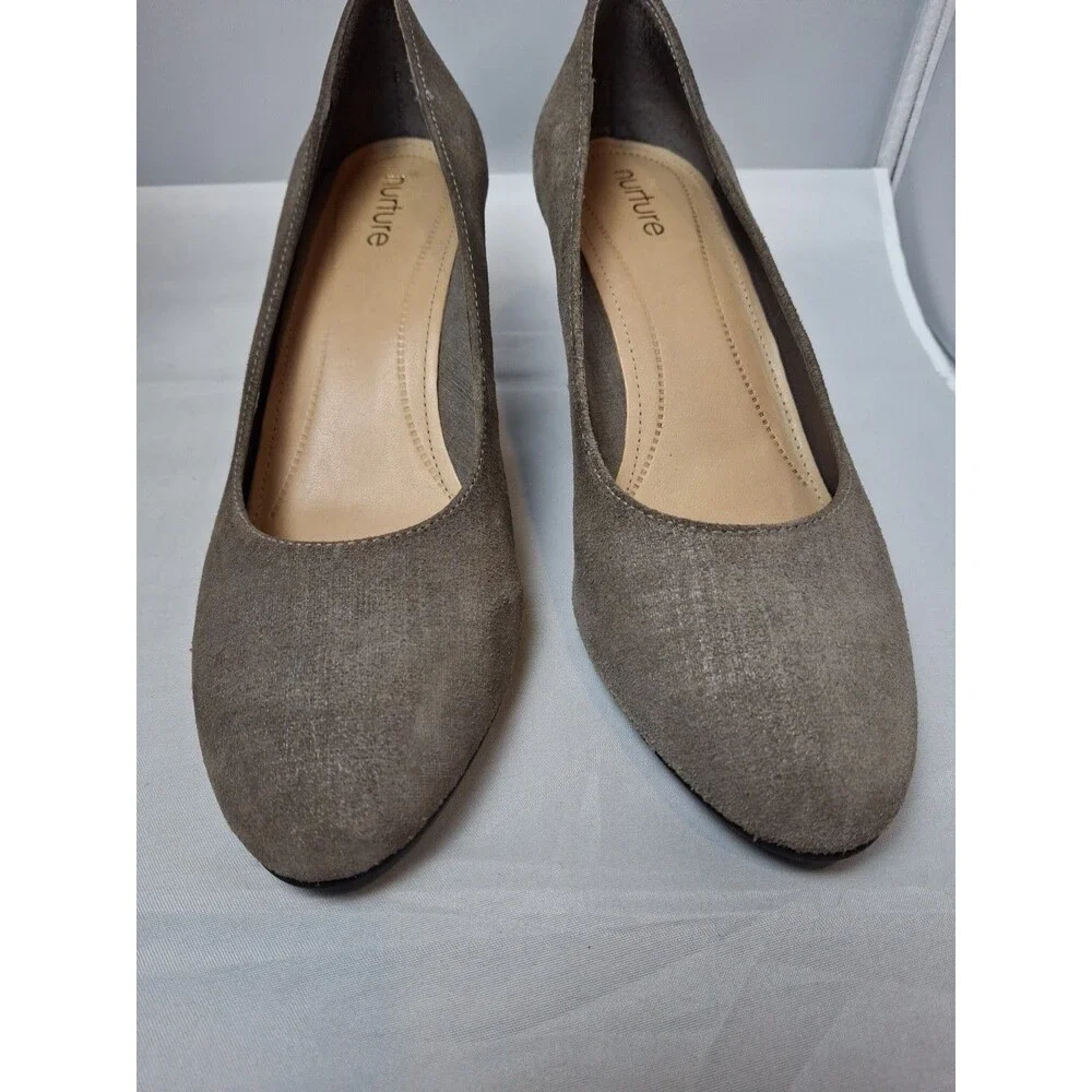 NURTURE Women's Brown Suede Chunky Block Heels Pumps Shoes Size 7
